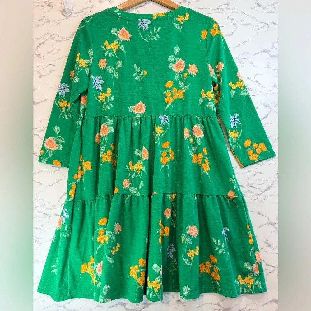 Crown & Ivy Green Floral Springtime Dress Girls Large NWT